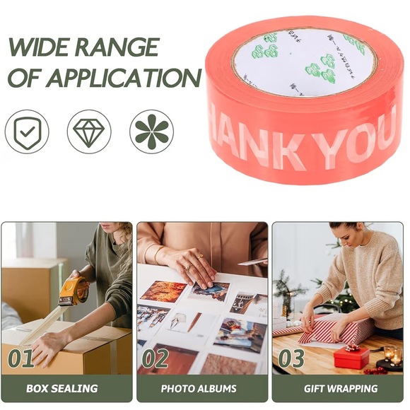 Thank You Packaging Tape for Parcel Wrapping and Shipping 11.38 Feet-1 Roll - Picture 4 of 9